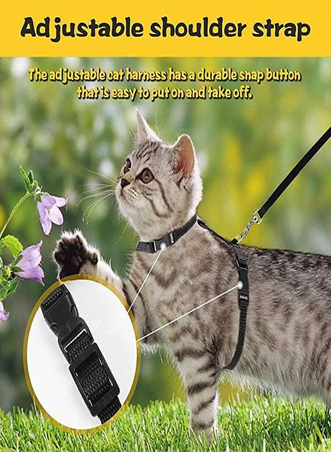 Pups&Pets Cat Harness Leash Nylon Set for Cat Rabbit and Puppy Nylon Harness Strap Collar/Cat Training Leash Lead Set - Black - Image 4